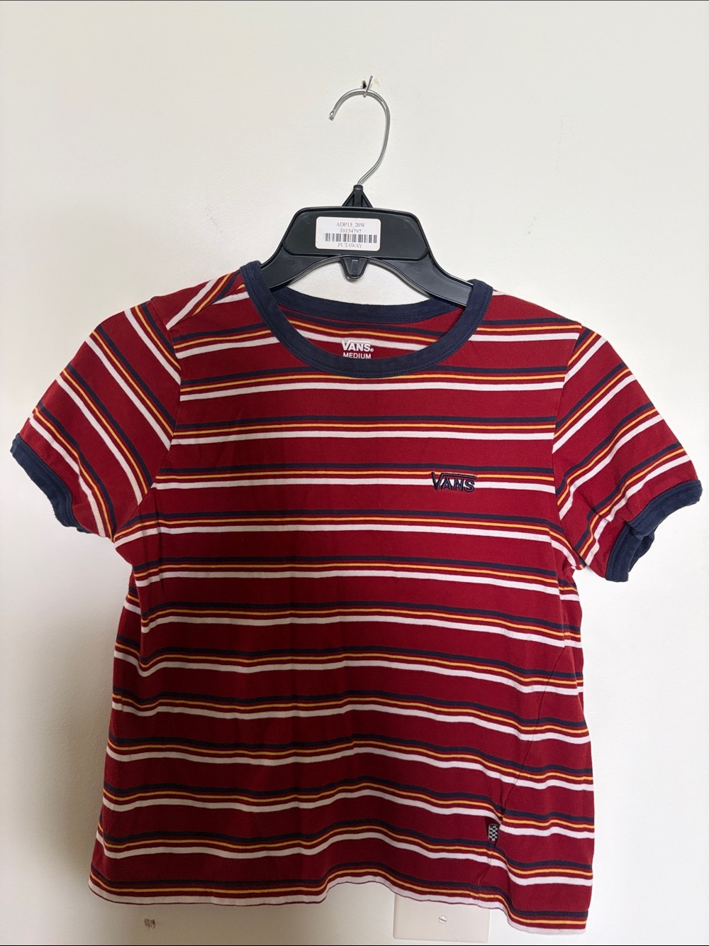 Vans Burgundy Striped Short Sleeve Tee with Navy Trim